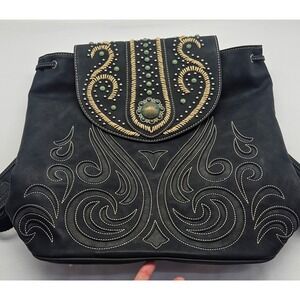 Montana West Womens Western Backpack Turquoise Studded Concho Embroidered Black